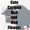 Cute Cartoon Bull and red Flowers T-Shirts and more by Cheerful Madness!! at Zazzle