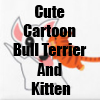 Cute Cartoon Bull Terrier And Kitten merchandise Line by Cheerful Madness!! at Zazzle