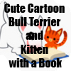 Cute Cartoon Bull terrier and Kitten with a book T-Shirts and accessories by Cheerful Madness!! at Zazzle