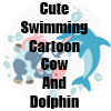 Cute Swimming Cartoon Cow and Dolphin T-Shirts and more by Cheerful Madness!! at Zazzle