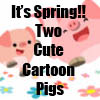 It's Spring!! Two Cute Cartoon Pigs Merchandise Collection by Cheerful Madness!! at Zazzle 