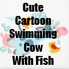 Cute Cartoon Swimming Cow And Fish Merchandise by Cheerful Madness!! at Zazzle